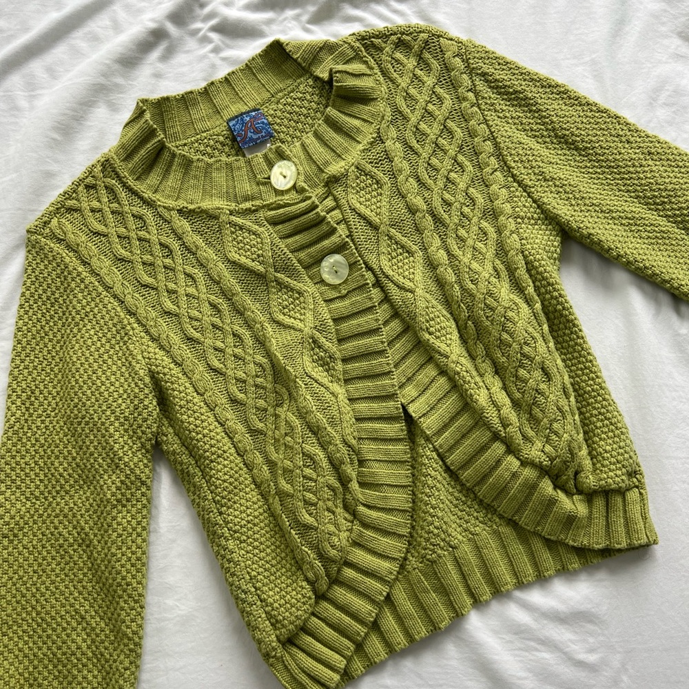 Green knit cardigan